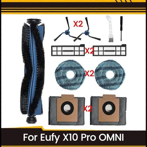 Aspirateur Eufy X10 Pro Omni : 11 pièces détachées (brosse latérale rotative, filtre, lingettes nettoyantes, sac à poussière) (1/5)