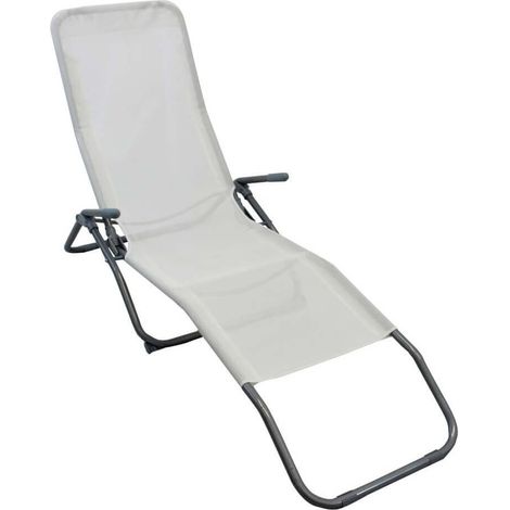 Deckchair Beachbett in Stahl und Textilene mit Mayo -Armlehnen - White (1/2)
