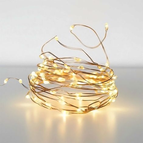 Draht Lichterkette 32 m mit 320 Micro LED - warm weiß - Leuchtdraht für Außen