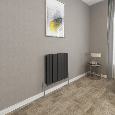 600x612mm Black Double Flat Panel Radiator Horizontal Modern Central Heating Radiators (1/5)