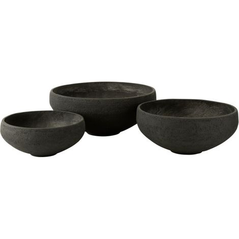 Lot de 3 Cache-Pots en Argile "Abel" 69cm Noir (1/4)