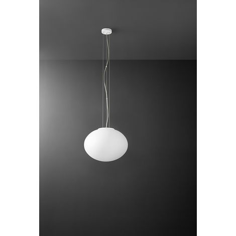 Suspension En Verre Soufflé Blanc Satiné 40Cm, Structure En Métal, 2X E27 Max 60W, Design Moderne Et Élégant - Perenz, Luminaire D'Intérieur.