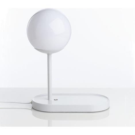 Lampada da tavolo in acciaio bianca cm. L.26 x P.14 x H.33