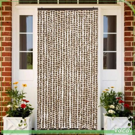 377390 Rideau anti-mouches beige et marron 100x230 cm chenille (1/5)