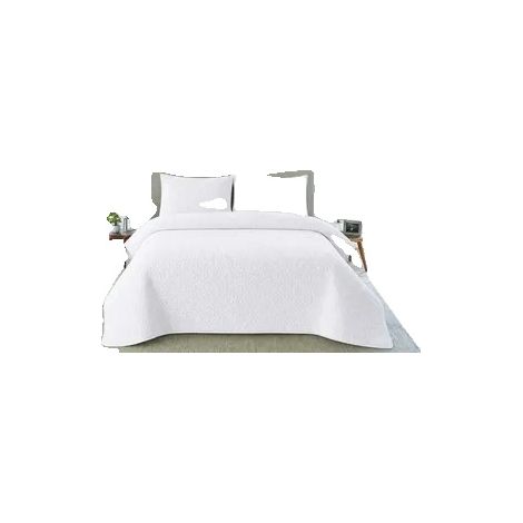 Colcha reversible, de microfibra suave, blanca, 180 x 260 cm + 1 funda de almohada. (1/2)