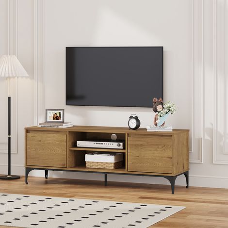 Fernsehschrank Kistiandi 140x40x50 cm Eicheoptik, dunkel [en.casa]