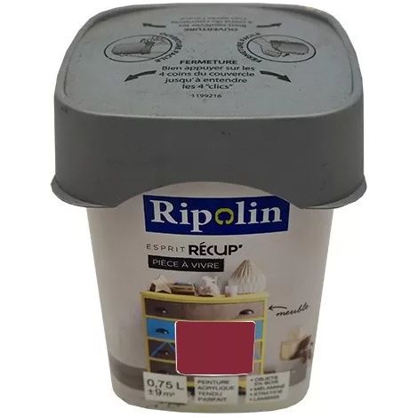 RIPOLIN Peinture Esprit Récup' Pièce à vivre Rouge coquelicot 0,75 L (1/3)
