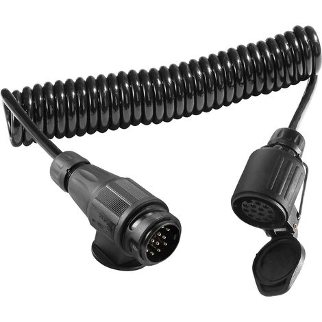 Trailer Extension Cable 13 to 13 Pin 12V 2.8m, Spiral Cable Harness Extension 13 Pin to 13 Pin Male and Female Adapter Converter Trailer CE for RV Tractor Car Bike Carrier (1/5)