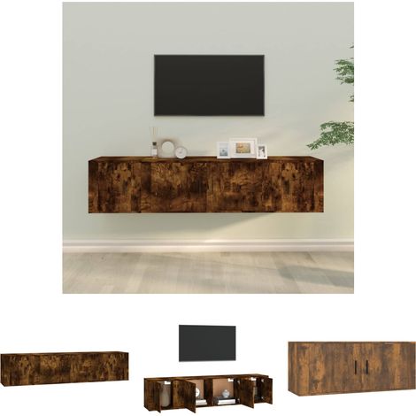 The Living Store 3-tlg. TV-Schrank-Set Räuchereiche Holzwerkstoff - TV-Möbel (1/5)