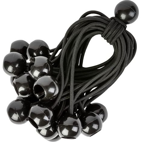 Cordons Élastiques avec Boules - Lot de 25 x 20 cm Tendeurs Universels avec Attaches - Sangle Elastique Résistant Parfaite pour Le Camping,Noir (1/5)