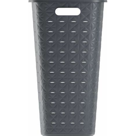 cesto portabiancheria keter "curver softex" con coperchio antracite 34x44x60 cm (1/2)
