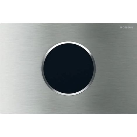 Geberit Sigma10 placa de accionamiento, redonda, para control de inodoro con descarga electrónica: placa: cepillada, revestimiento easy-to-clean, anillo de diseño: pulido, 242782SN1