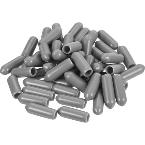 100 x Rubber End Caps 0.6 cm ID Round PVC Vinyl Bolt Covers Screw Covers Light Grey for Screw Thread (1/5)