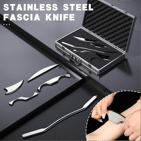 Kit d'outils IASTM (1/5 pièces) : outil de massage Gua Sha en acier inoxydable pour le relâchement des fascias et le massage des tissus mous profonds, soulageant ainsi les douleurs musculaires.-AquaFo (1/5)