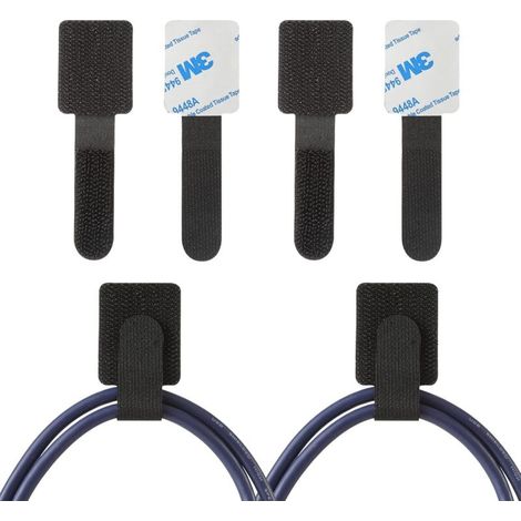 ZOLGINAH 30 PCS Attaches de Câble Adhésif avec Bandes Velcro, Serre-câbles Réutilisables et Réglables, Sangle Câble en Nylon Multifonctionnel pour Bureau, Cuisine, Vélo, Attacher les Câbles – Noir