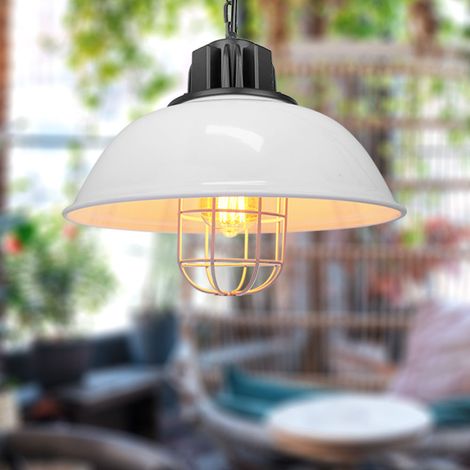 Suspension Lumianire Industrielle Blanc Lustre Abat-jour Métal Luminaire pour Salon Chambre Restaurant Café 1PCS