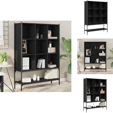 Bibliothèque noir 102x30x141,5 cm bois d'ingénierie - Bibliothèque - Meuble Rangement - Étagère Ouverte - Design Moderne - Mobilier Intérieur (1/5)