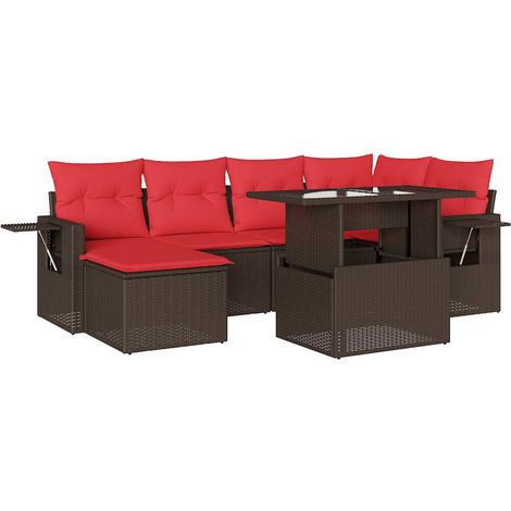 7-teiliges Gartensofa-Set mit Kissen, braun, Polyrattan vidaXL (1/5)