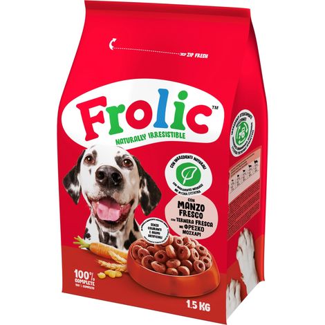 Frolic Complete Croccantini per Cane, cibo secco al gusto di Manzo, Carote, e Cereali, 4 Sacchi da 1,5 kg (1/5)