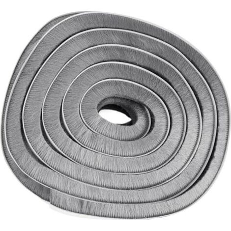 Sliding Door Brush Seal, 5m (L) x 9mm (W) x 15mm (D) Window Seal for Soundproofing Doors, Self-Adhesive Brush Seal, Door and Window Brush Seal Strip for Cold Insulation - Gray (1/5)
