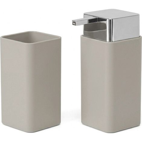 Set accessori bagno con dispenser e portaspazzolini beige e cromo Star (1/5)