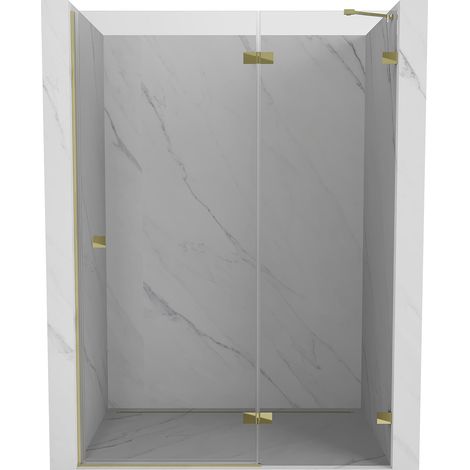 Mexen Lunar puerta de ducha abatible derecha 140 cm, transparente, dorado - 834-140-000-50-00-P (1/5)