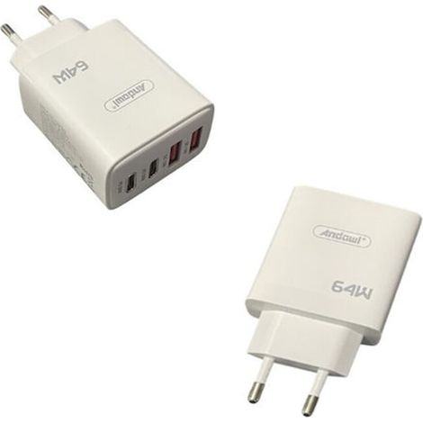 TRADE SHOP - Caricabatterie Ricarica Rapido Q-cd665 Con 2 Porte Type-c + 2 Porte Usb 64w Per Smartphone - (1/3)