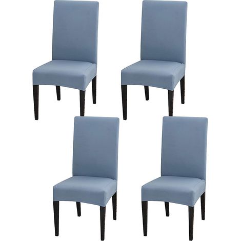 Lot de 4 housses de chaise extensibles, amovibles et lavables, pour chaises de salle à manger, idéales pour les mariages et les fêtes (bleu clair)