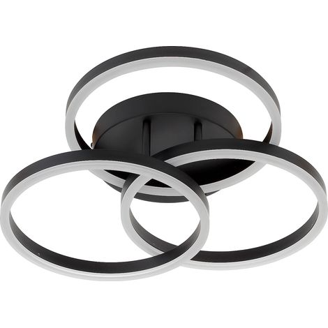 Plafonnier design LED - 3 anneaux - L.46 x H.12,5 cm - Noir - OGOBA (1/4)