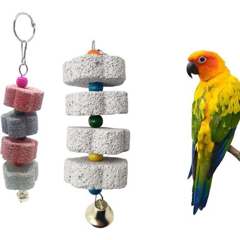 Jouet à mâcher en pierre ponce naturelle pour oiseaux et petits animaux (1/5)