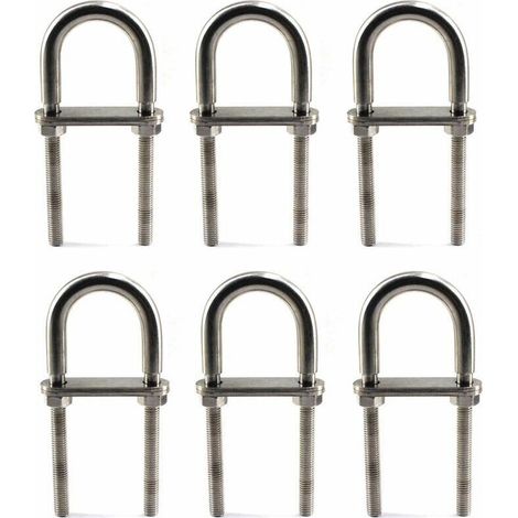 Boulon en U M6 x 90 mm en acier inoxydable 304 – Lot de 6 pièces – Résistant à la corrosion pour environnements humides - M6X90