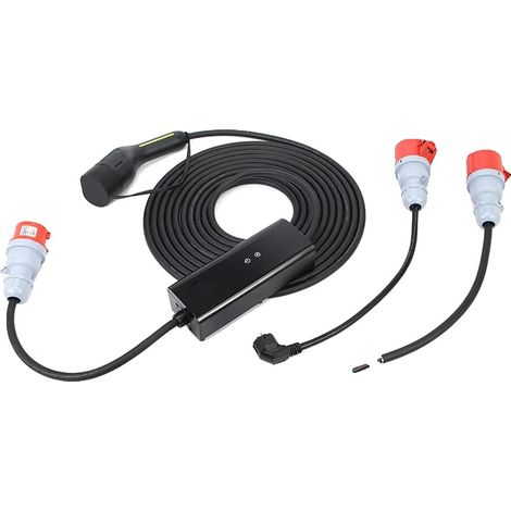 Cargador para coches eléctricos, potencia de 11 kW, carga trifásica, 15 metros con adaptadores. (1/2)