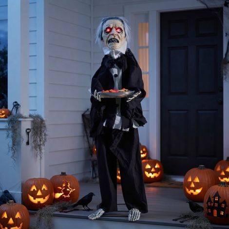 4ft Animated Spooky Butler Halloween Decoration (1/2)