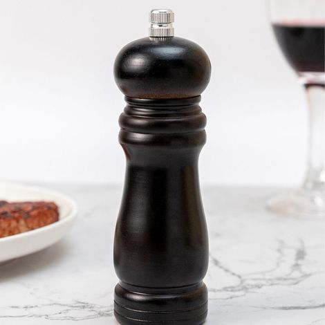 Moulin à poivre noir, moulin à poivre en bois noir, broyeur à poivre en bois. (1/4)