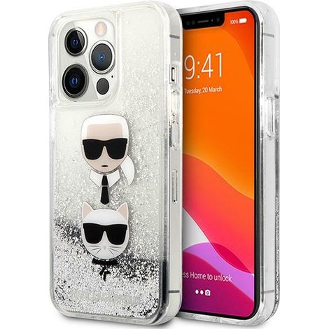 Hülle für iPhone 13 Pro Max Karl Lagerfeld Flüssigglitzer Silber (1/5)
