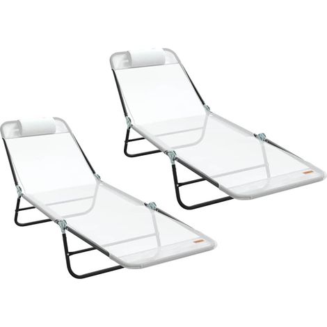 Maison Exclusive - Lettino prendisole pieghevole 2 pz Textilene Crema (1/5)