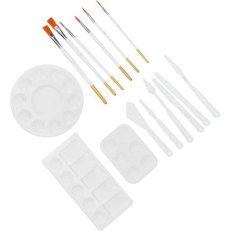 Ensemble de palettes pour peinture à l'huile, comprenant 3 godets de peinture, un couteau à palette et des pinceaux, adapté à la peinture acrylique/aquarelle. (1/5)