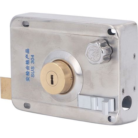 Serrure extérieure avec clés, verrou de sécurité antivol en acier inoxydable 304 pour porte d'entrée et sécurité domestique (1/5)