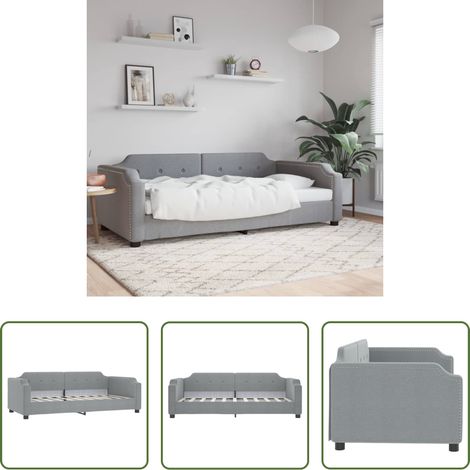 vidaXL Canapé - Lit de repos sans matelas gris clair 80x200 cm tissu (1/5)