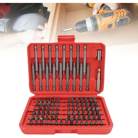 Juego de 98 puntas de destornillador para trabajos domésticos y electrónicos, fabricado en acero CRV, con un robusto estuche de almacenamiento. (1/5)