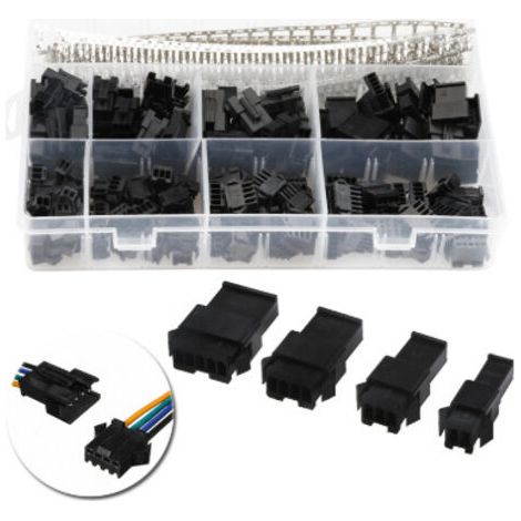 FENOPLASTICA560 Pièces 2.5mm JST SM 2 3 4 5 Pin Connecteur Mâle et Femelle Plug Logement Connecteur Assortiment Kit, 2/3/4/5 Broches Black Plastic Male Female JST-SM Housing Crimp Terminal Connector (1/5)