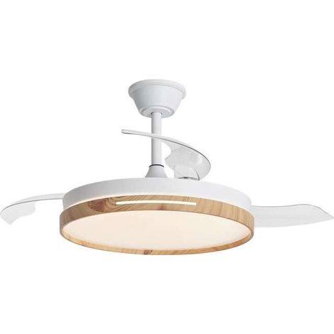 Ventilador a techo modelo Togo 3 palas acabado blanco/madera, 37cm(alto) 50cm(ancho) 50cm(fondo) . (1/5)