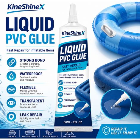 KineShineX Transparenter PVC-Reparaturkleber für aufblasbare Betten, Pools und Kajaks – Wasserdichter Kleber zur Reparatur von Lecks (1/5)
