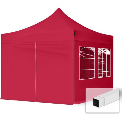 TOOLPORT 3x3 m Pop up Gazebo incl. 4 side panels with steel frame for instant shelter red (1/5)
