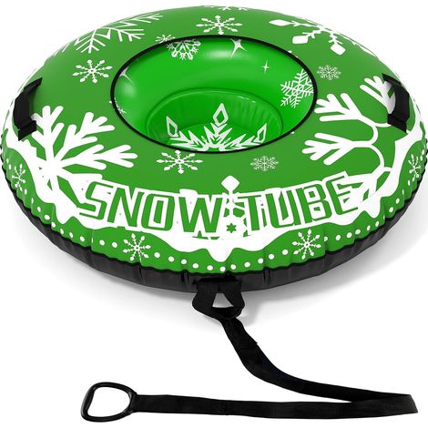 COSTWAY Luge Bouée Gonflable de 107 cm, Traîneau à Neige Robuste avec Sangle de Remorquage Amovible Fond Épaissi Valve 3 en 1 Poignées, Jouets Amusants d'hiver pour Enfants Adultes (1/5)