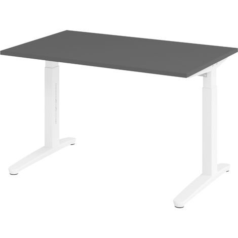 bümö Schreibtisch Serie-XB Rechteck: 120 x 80 cm  Graphit Weiß