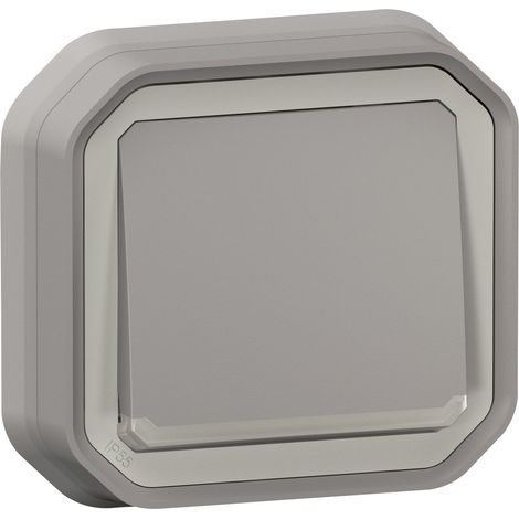 Poussoir NO lumineux voyant étanche Plexo 10A IP55 IK08 encastré - gris - LEG069832L