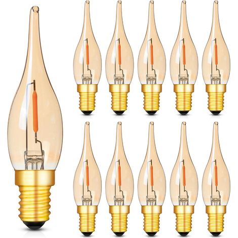 Ampoule LED E14 2200K 0,5W équivalent à 7W,Convient pour les lampes à bougies les lustres et les veilleuses,faible puissance,Lot de 10 (1/5)