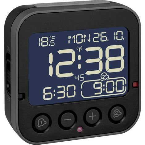 TFA Dostmann 60.2552.01 Reloj despertador digital negro moderno