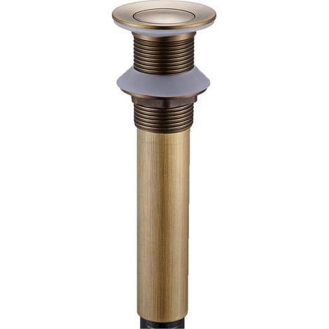 Égouttoir à vidage en bronze antique pour lavabo simple sans trou de trop-plein - égouttoir à vidage pour salle de bain - réplique antique sans trou (1/5)